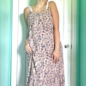 soft silk-like floral print tank dress